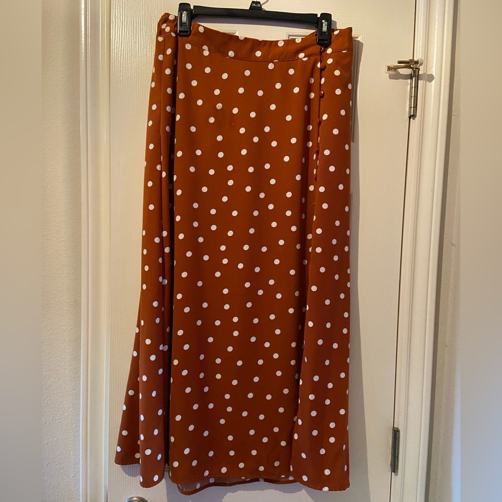 A New Day Rust polka dot skirt